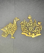 3 French Hens & Partridge Kirk Stieff 12 Days Of Christmas 24KT Gold Plated Lot