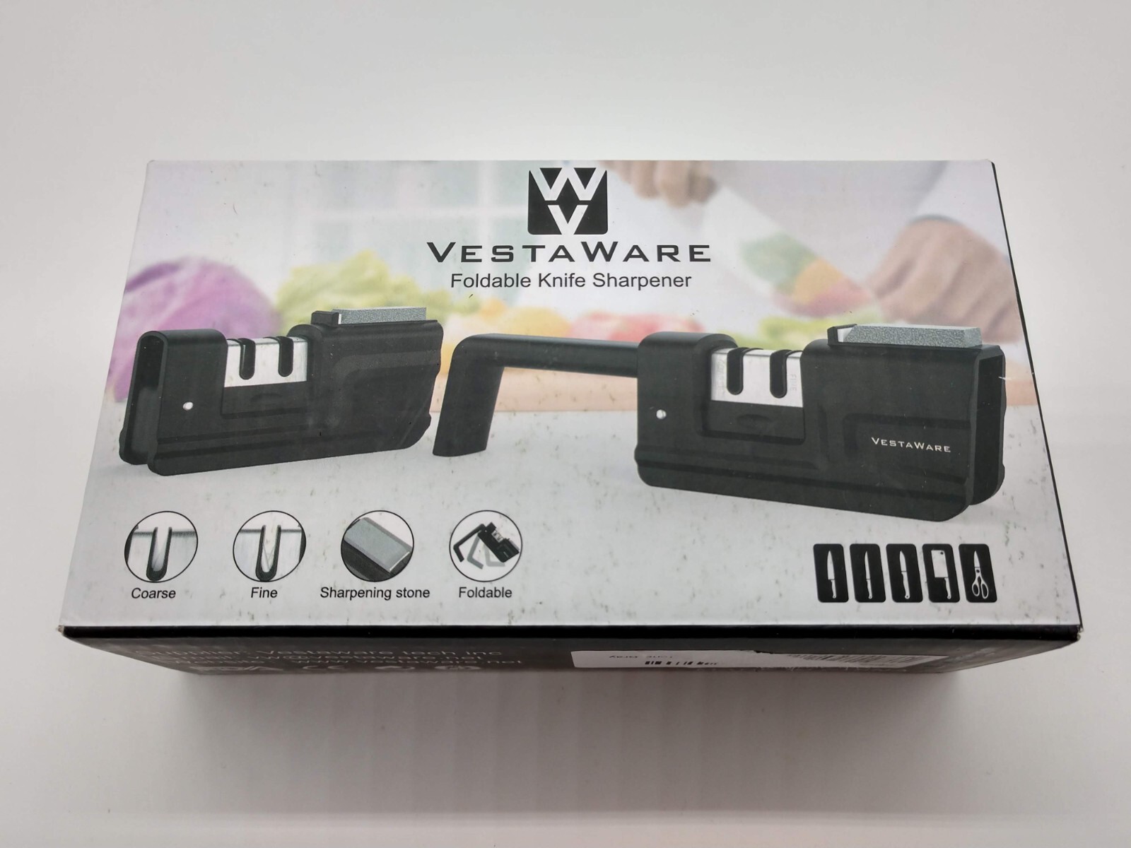 Vestaware Foldable Knife Sharpener + Whetstone Anti Skid Base Scissors