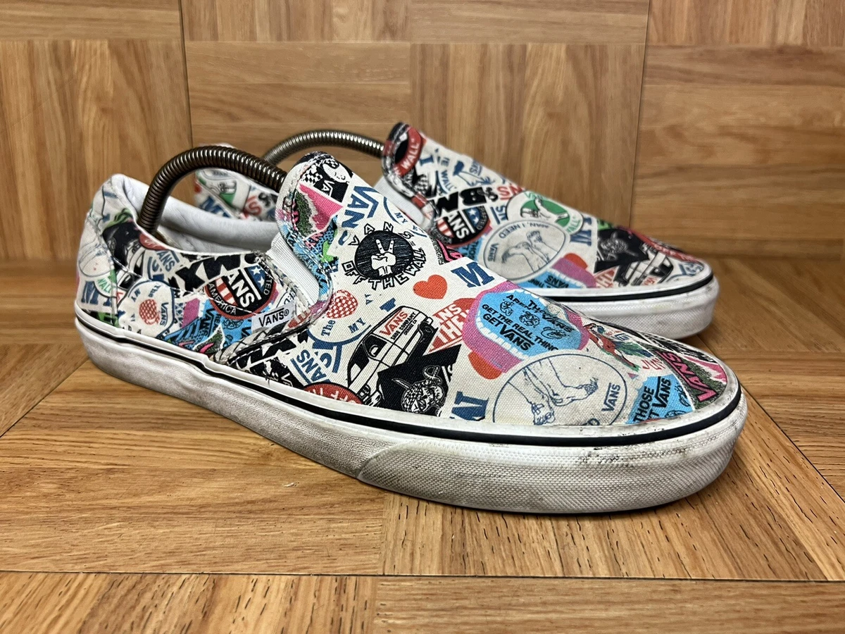 bryst uddøde afslappet RARE🔥 VANS Slip On Sneakers Sticker Collage Print Sneakers Sz 10.5  Men&#039;s Shoes | eBay