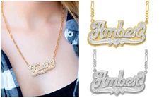 Personalized Sterling Silver Script any Name Plate Necklace Free Chain + Pendant