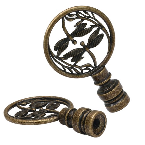 2 Pack Double Dragonfly Lamp Finial Cap Knob for Lamp Shade, Antique Bronze - Picture 5 of 7