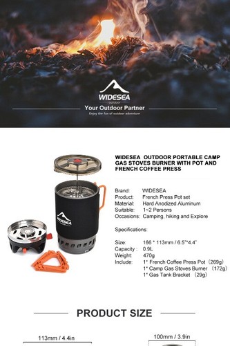 Widesea Camping Kochsystem mit Wärmetauscher Outdoor Gaskocher Brenner Neu - Bild 8 von 13