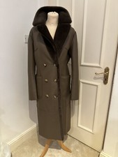 Rino & Pelle Women Reversible Faux Fur Coat Brown Bnwt Size 38
