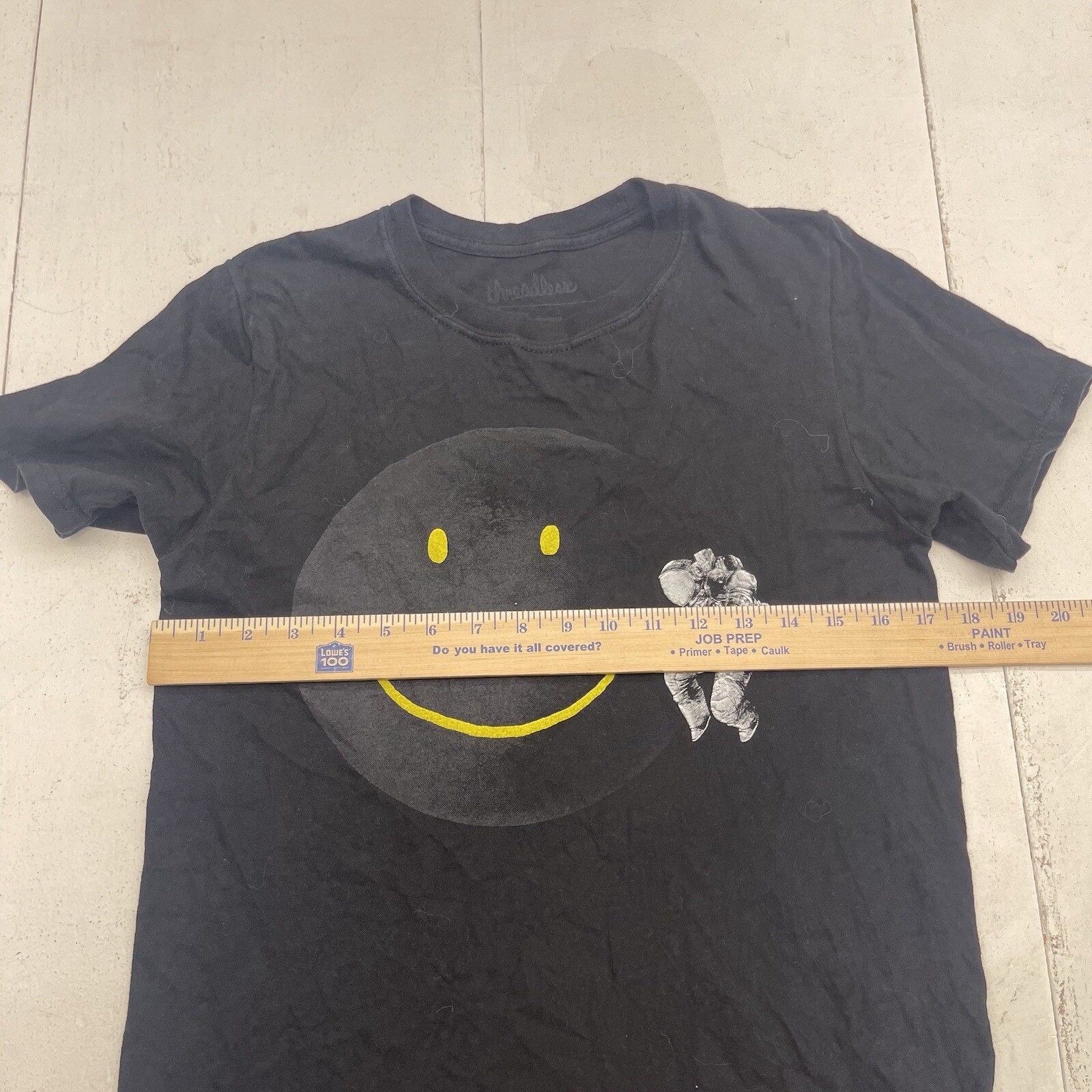 Threadless Black Smiley Face Astronaut Graphic Sh… - image 4