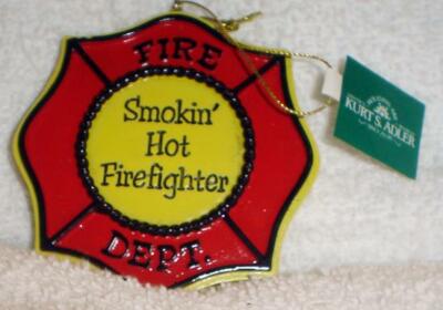 FD FIREFIGHTER FIREMFD FIREFIGHTER FIREMAN BADGE SMOKIN HOT CHRISTMAS ORNAMENT N