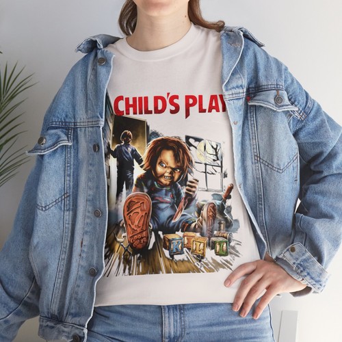 Child’s Play Movie Chucky Horror T Shirt Unisex Heavy Cotton Tee - Picture 58 of 157