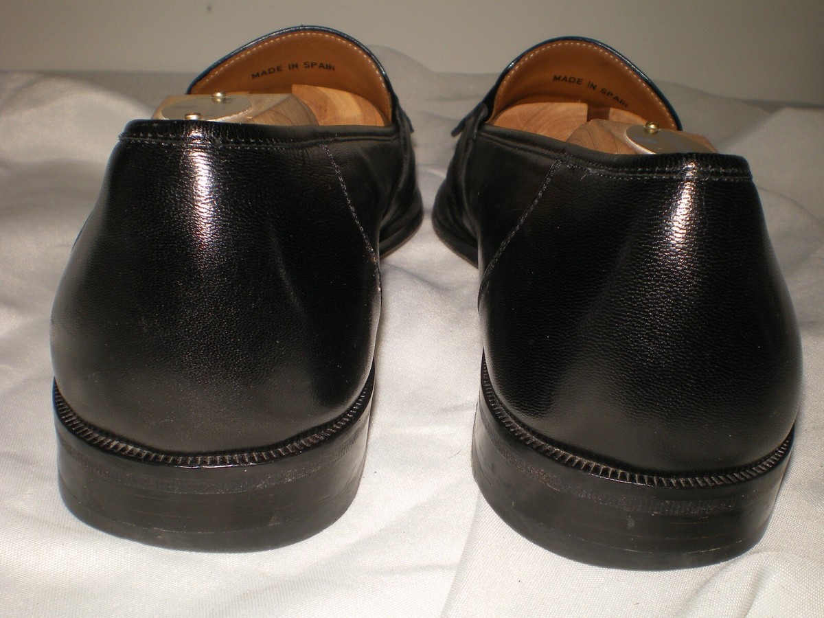 Magnanni Spain 9341 Black Leather Kiltie Tassel Dress Loafer 