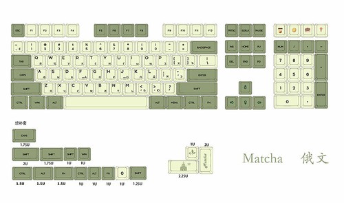 GKA Profile Matcha Green Theme Custom Keycap Set Japanese Korean Russian - Picture 7 of 9