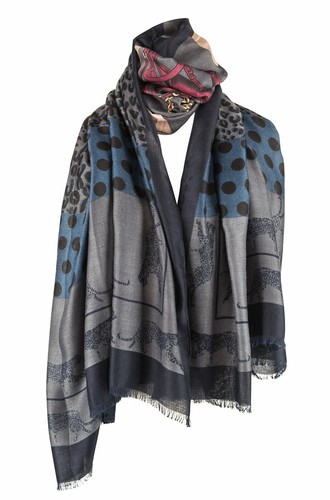 Michelsons of London patchwork chain ladies Scarf - Picture 5 of 21
