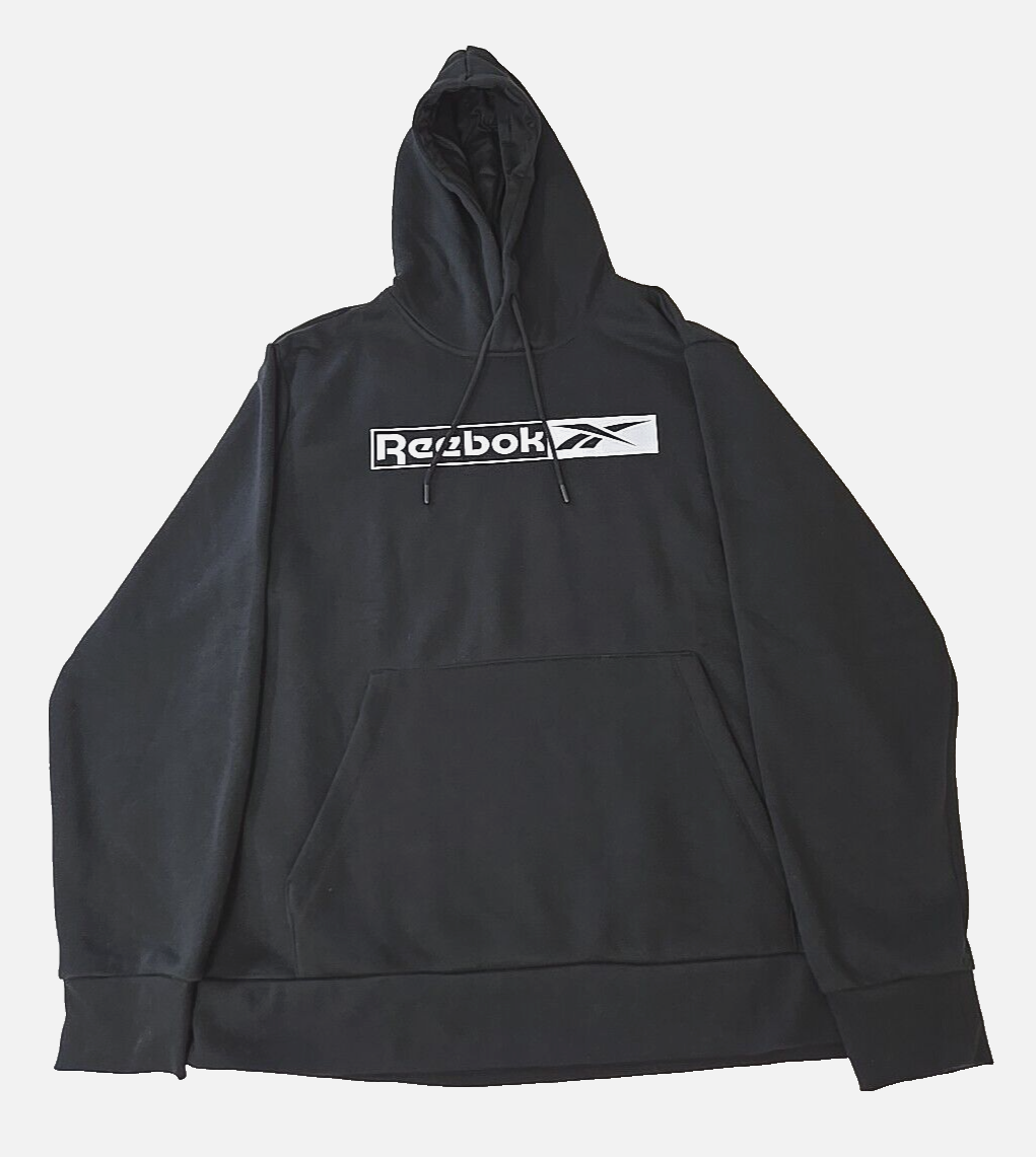 Reebok Mens Hoodie Black XL Standard Logo Fleece Classic Sweatshirt New with Tag