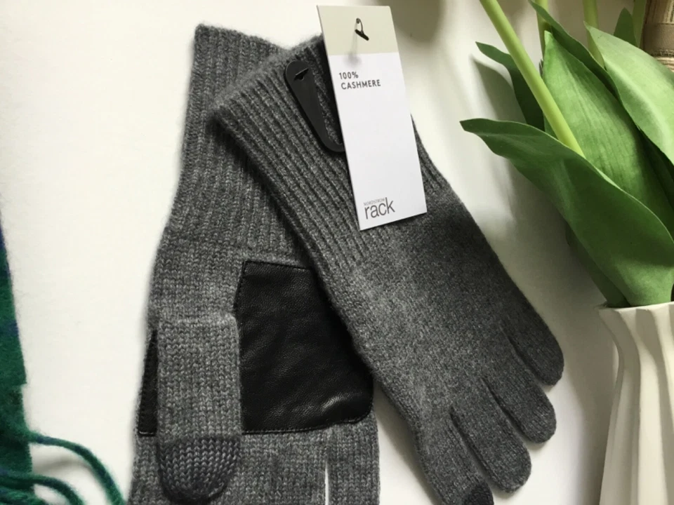 Nordstrom стойка 100% кашемир tech перчатки серый комбо один размер новый рождественский подарок - Изображение 4 из 4