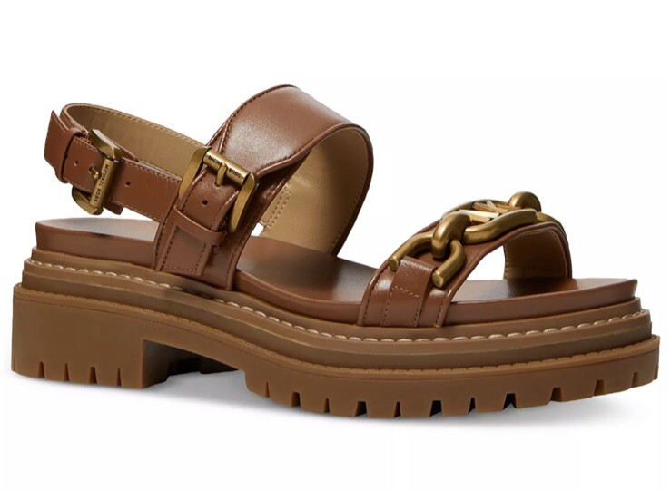 Michael Kors Kailey Brown Leather Lug Heel Sandal Y2K Size