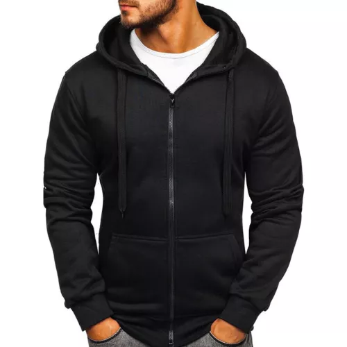 Herren Reißverschluss Hoodie Herbst Winter Sweatshirt Colorblock warme Jacke schwer - Bild 15 von 39