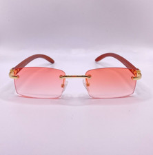 Luxury Orange Vintage Rectangular Rimless Plastic Sunglasses Frame 54-20-130