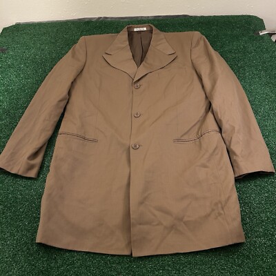 Vabene Blazer Jacket Mens 44R Brown Wool Long Coat Work Formal Outdoor