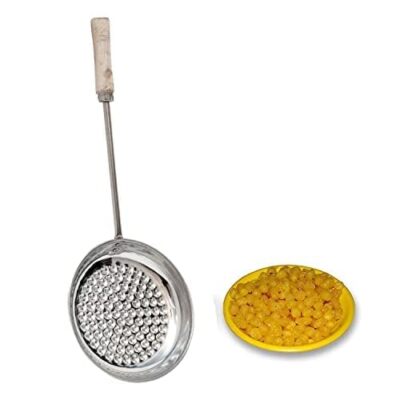 Stainless Steel Boondi Jhara Wooden Handle Boondi Maker Spatula-17 inch