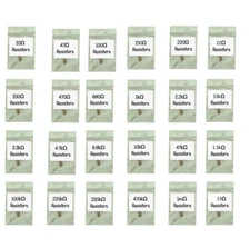 1/4w Carbon Film Resistor Kit Assortment 200 pcs 20 types 33 Ohm 1m 1k 100k 10k 