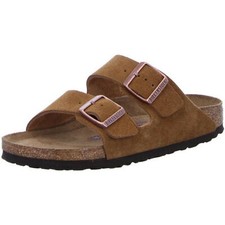 Birkenstock Arizona VL Suede Leather Mink Brown SFB Sandals Slides Mules narrow