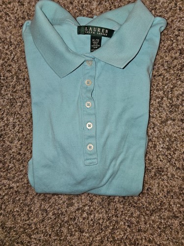 EUC Junior Girls Ralph Lauren XL Teal Short Sleeve Polo Shirt - Picture 2 of 3