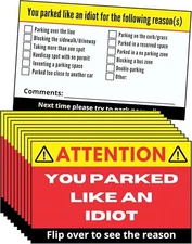 You Parked Like an Idiot (Pack of 100) Bad Parking Cards Practical Joke Card