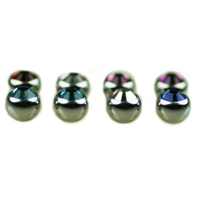 2er Set 1,2mm Titan Piercing Facettierte Kristall Kugeln Flat Lippen Ohr Helix