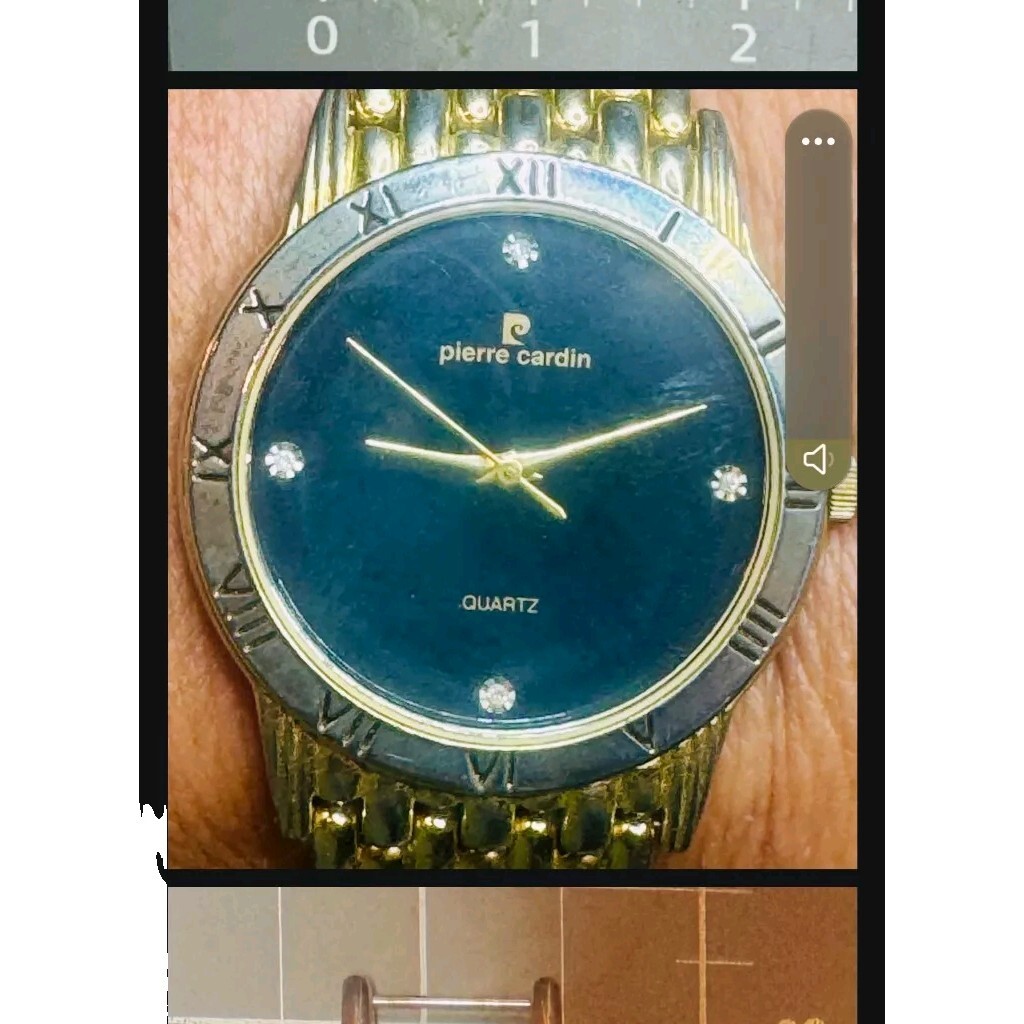 pierre cardin ゴールドアナログ時計 Vintage Pierre Cardin Watch Gold Tone Black Round Dial