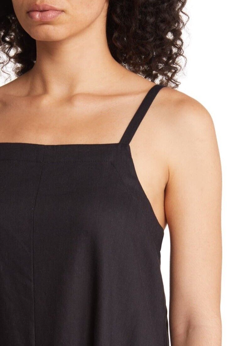 Nordstrom A-Line Linen Blend Midi Dress Size XS, Black, NEW NWOT | eBay