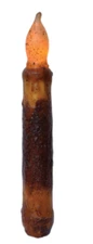 Burnt Mustard Timer Taper Candle, 6" Primitive Taper Candle w/ Timer, Pack of 2