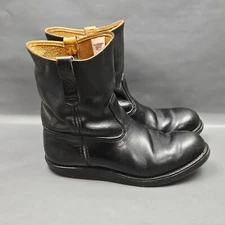 Red Wing Pecos 866 Wellington Boots Mens Size 10.5 Black Leather Wedge Soles USA