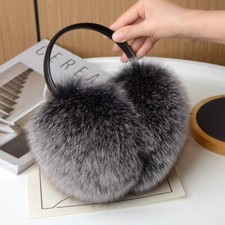 Real Fox Fur Earmuffs Large Ear Muffs Earflap Real Sheepskin Leather Bracket