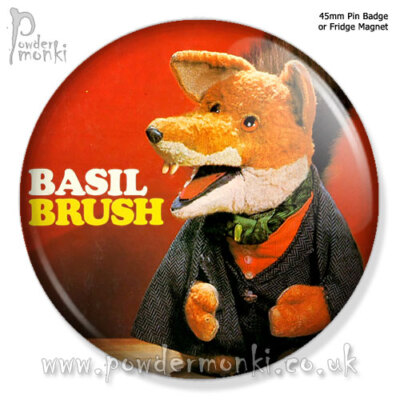 BASIL BRUSH Boom! ~ Retro 1960s 1970s 1980s Kids TV Cartoon [45mm BADGE/MAGNET]
