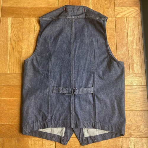 KAPITAL Cotton Denim Vest back belt 4 pockets Used Vintage - Picture 2 of 6
