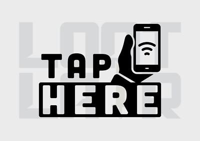 NFC Tap Here Hand mit Etikett PERSONALISIERT AUTO FENSTER AUTOAUFKLEBER VINYL AUFKLEBER