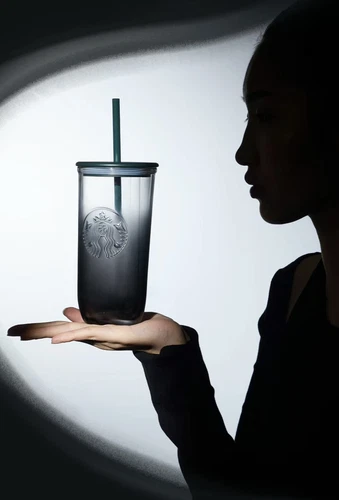 New China Starbucks 2024 Ink Series 16oz Triangle Bottom Glass Straw Cup - Picture 3 of 6