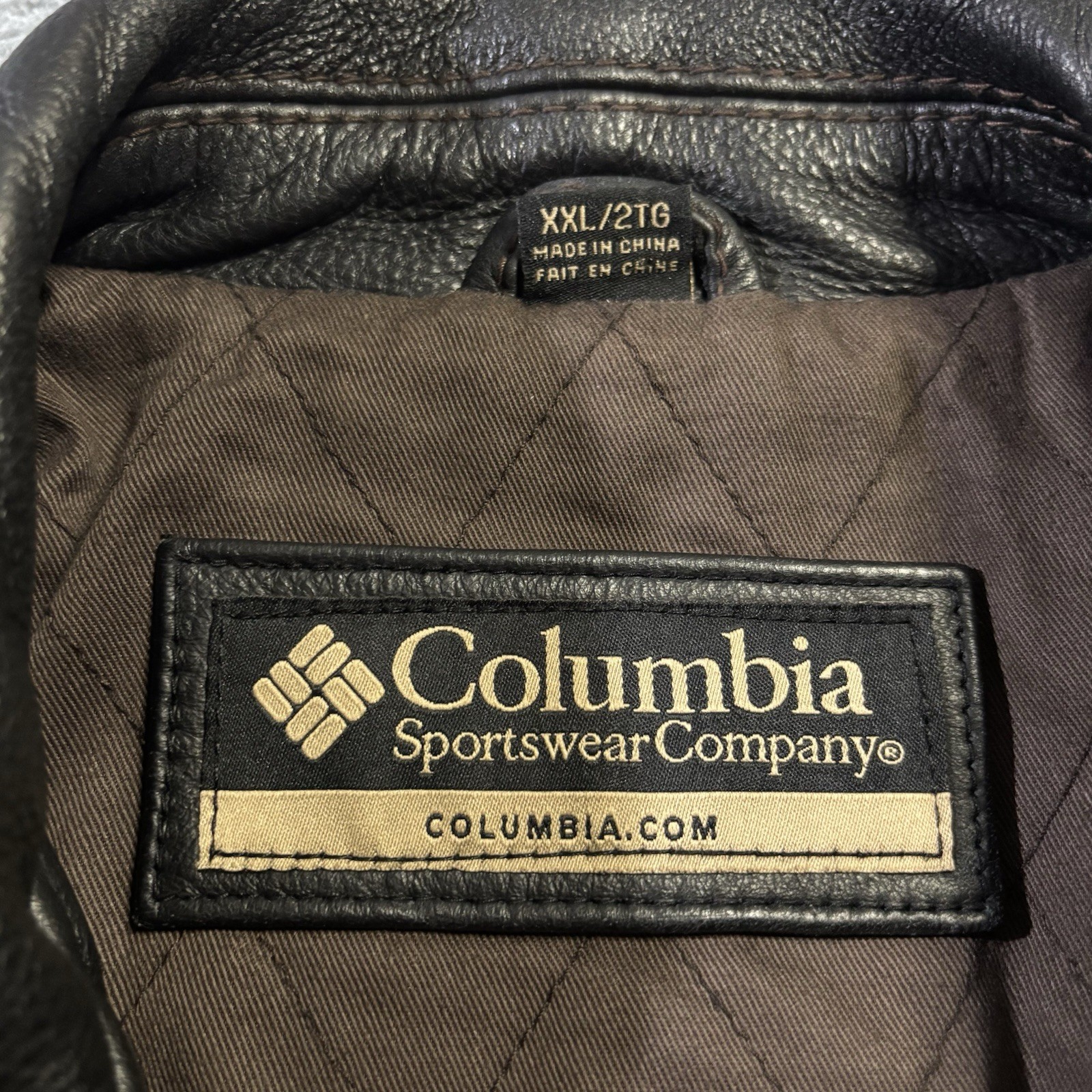 Columbia Sportswear Vintage Men XXL Black Leather Bomber Flight Jacket Coat Y2K image 3