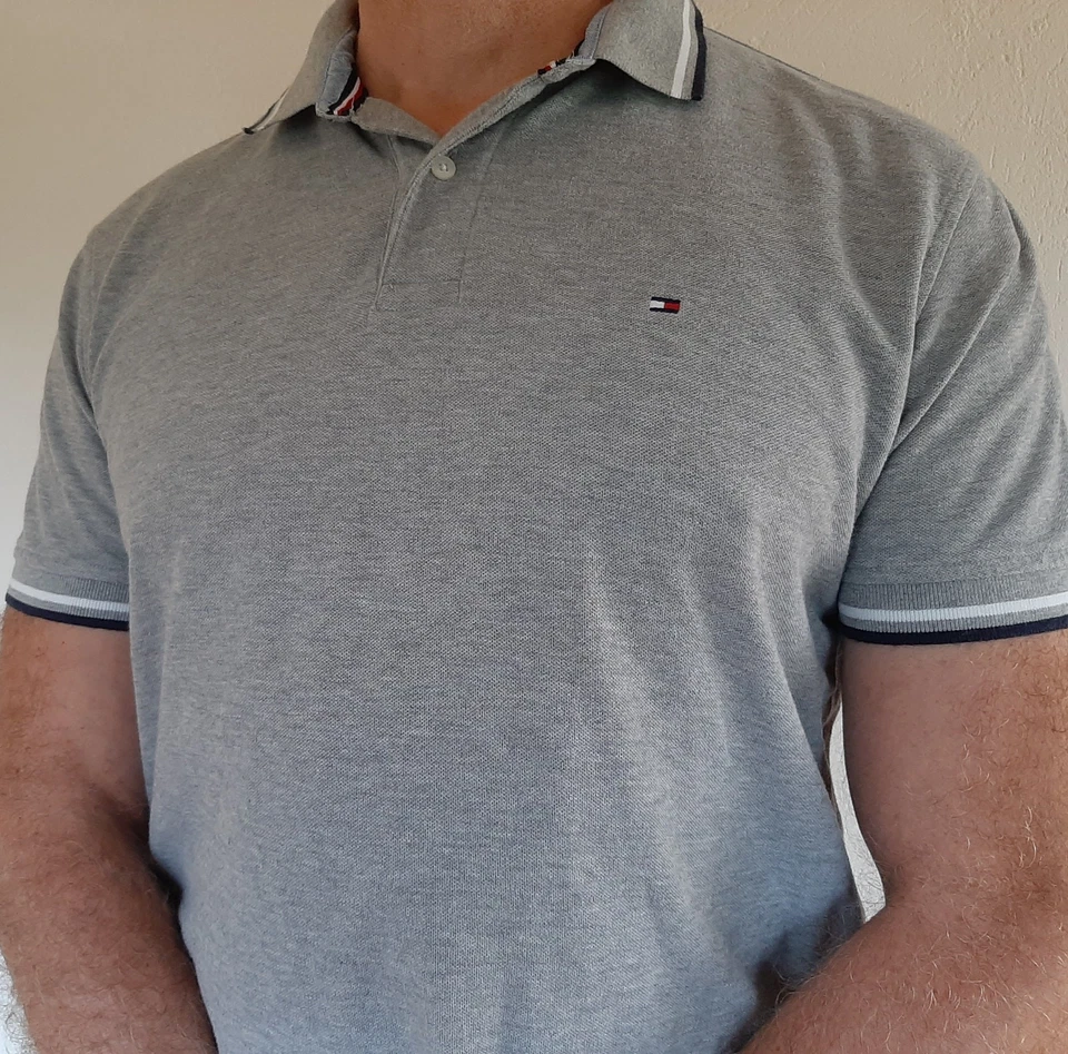 Tommy Hilfiger Herren Poloshirt Pique, Größe L grau - Bild 1 von 4