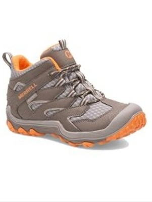 Merrell Chameleon 7 Mid Lace-Up Waterproof Kids' Gray and Orange Trail Boot 3