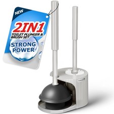 2 in 1 Toilet Plunger and Brush Set,Extended Handle Plunger,Toilet Bowl Brush...