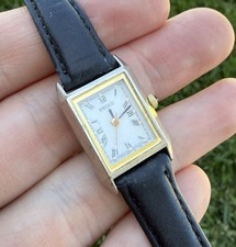 Vintage Seiko Tank Style Ladies Gold Tone White Dial Quartz Watch V401-5689
