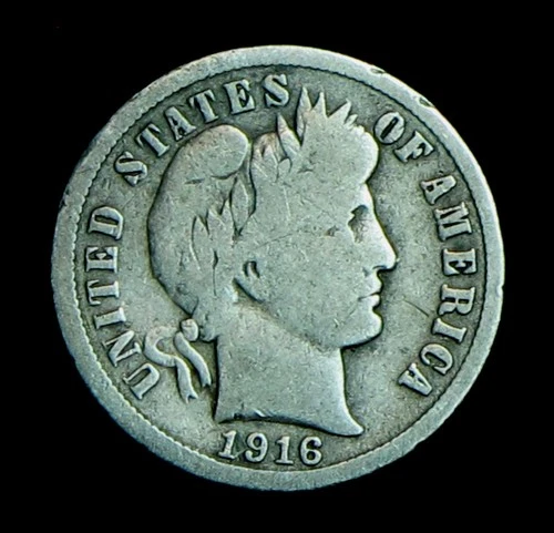 1916 Barber Silver Dime (T201)