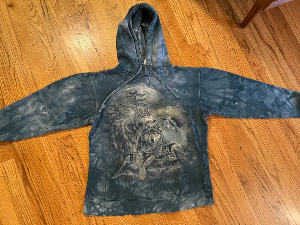 Sudadera con Capucha The Mountain Wolf Tie Dye Talla Pequeña Naturaleza Exterior Lobos Luna Foto 3 de 4