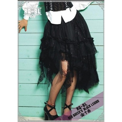 Red Queen's Black Legion Skirt Womens Free Size Black Gothic Lace Asymmetrical
