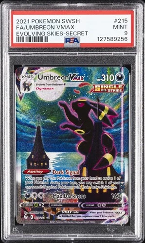 2021 POKEMON SWORD & SHIELD EVOLVING SKIES SECRET FULL ART/UMBREON VMAX PSA 9