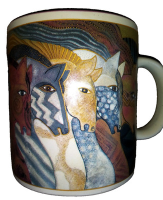 Laurel Burch Mug Moroccan Mares Horse Wine Things Vintage 2004 EUC