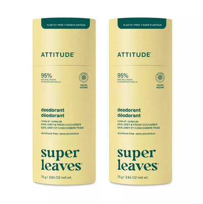 Attitude Super Leaves Deodorant Earl Grey & Fresh Cucumber 2.64 oz (pack of 2)