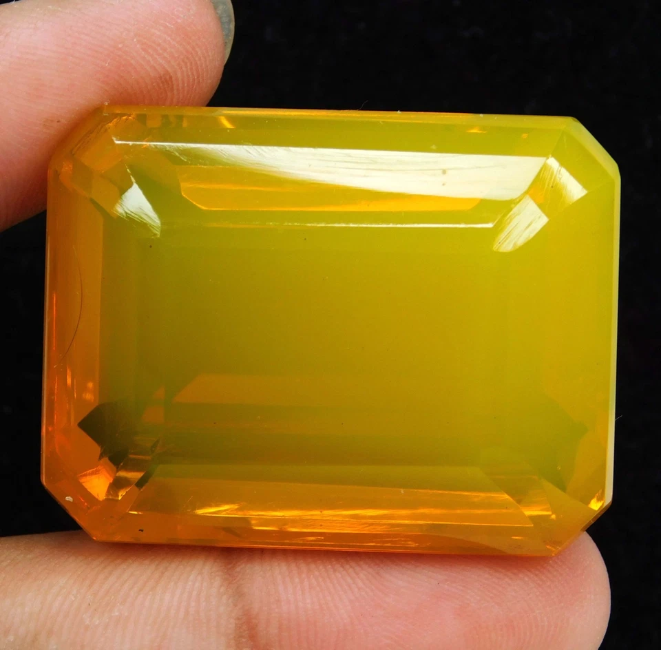 Piedra preciosa suelta certificada 180,25 quilates natural naranja ópalo de fuego corte esmeralda Foto 4 de 4