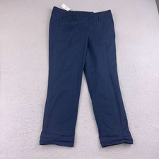 Ann Taylor Loft Pants Womens 8 Blue Cotton Blend Flat Front Relaxed Skinny NWT