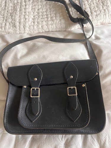 Navy Blue Leather Cambridge Satchel Crossbody Bag. Great Condition.