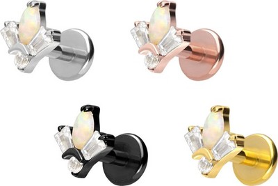PIERCINGLINE  Piercing Stecker Titan Labret mit Push Fit LOTUSBLÜTE