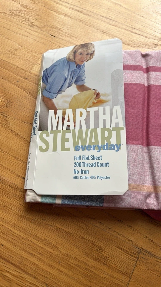 Nueva Sábana Plana Completa Diaria Martha Stewart De Colección Luz Madras Rosa Cuadros Foto 2 de 3